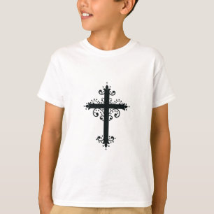 Camiseta Arte de Cruz Talhada Ornamentada Premium