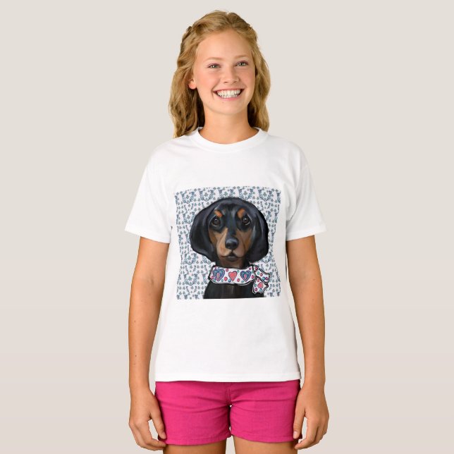 Camiseta Arte de Dachshund de Natal     (Frente Completa)