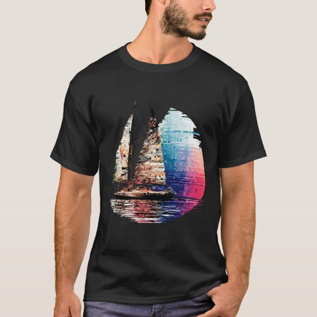 Camiseta Arte de Descoberta de Beleza no Mar de Navegação n (Frente)