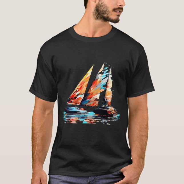 Camiseta Arte de Descoberta de Beleza no Mar de Navegação n (Frente)