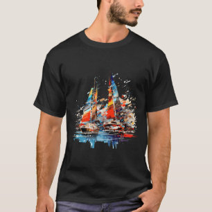 Camiseta Arte de Descoberta de Beleza no Mar de Navegação n
