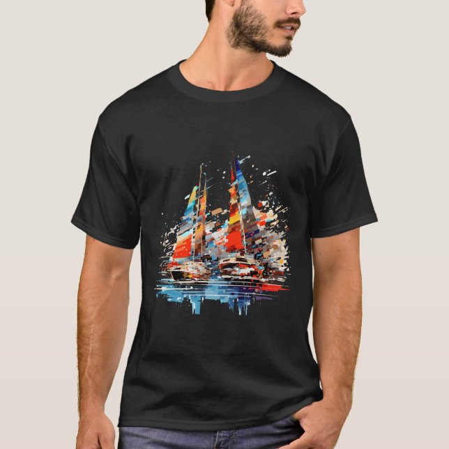 Camiseta Arte de Descoberta de Beleza no Mar de Navegação n (Frente)
