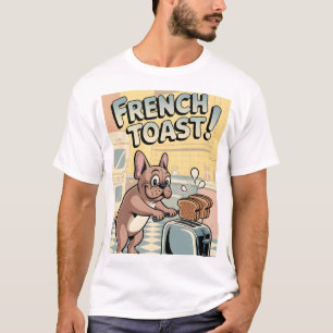 Camiseta Arte de Desenho Animado de Café da Manhã de Bulldo