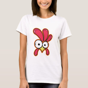 Camiseta Arte de desenho animado de galo vermelho excêntric