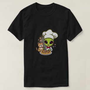 Camiseta Arte de desenho animado de gato chef alienígena pi