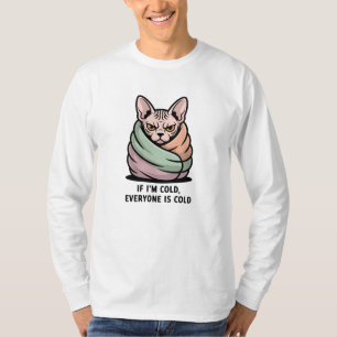 Camiseta Arte de desenho animado de gato Sphynx zangado com