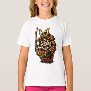 Camiseta Arte de desenho animado de guerreiro samurai japon