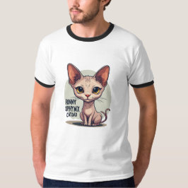 Camiseta Arte de desenho animado de pai de gato Sphynx engr