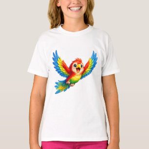 Camiseta Arte de desenho animado de papagaio feliz para cri
