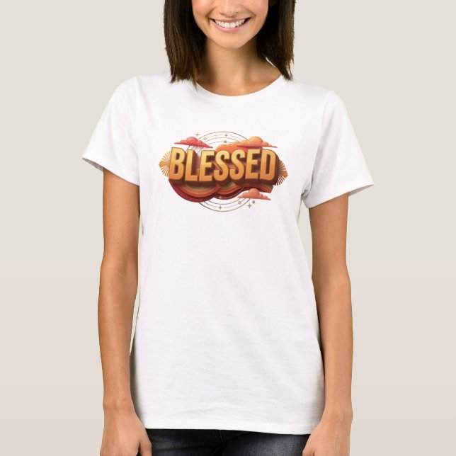 Camiseta Arte de Design BLESSED da Moda (Frente)