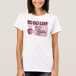 Camiseta Arte de Design Caprichoso Rosa CAFÉ TRABALHO CRIME