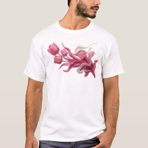 Camiseta Arte de Design de Flor Abstrata Expressiva
