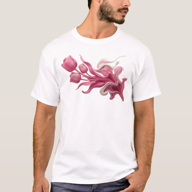Camiseta Arte de Design de Flor Abstrata Expressiva (Frente)