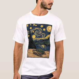 Camiseta Arte de Design de Gravura de Tartaruga Marinha Vin