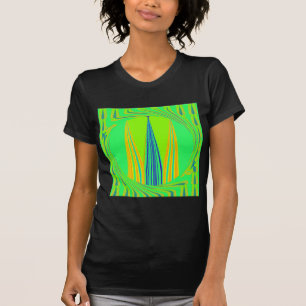 Camiseta Arte de Design de Padrão Neon Geométrico Brilhante