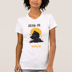 Camiseta Arte de Design de Samurai Ninja Solitário