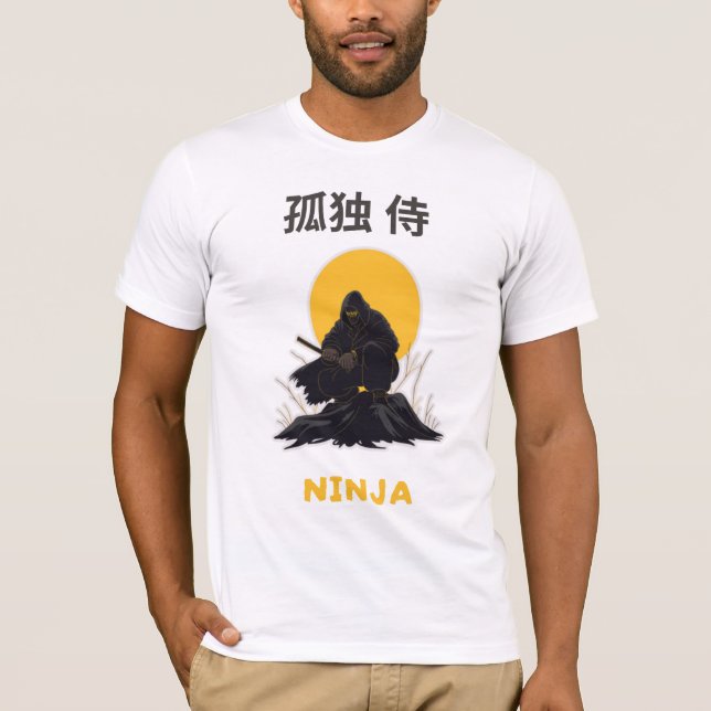 Camiseta Arte de Design de Samurai Ninja Solitário (Frente)