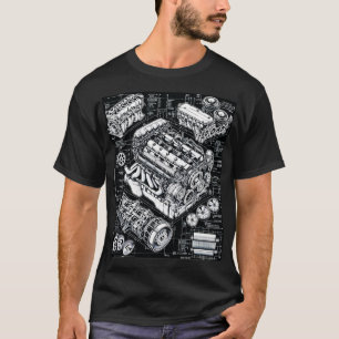 Camiseta Arte de Design do Mecanismo Detalhado do Modelo de
