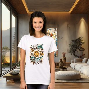 Camiseta Arte de Design do Sol e da Natureza Abstrata