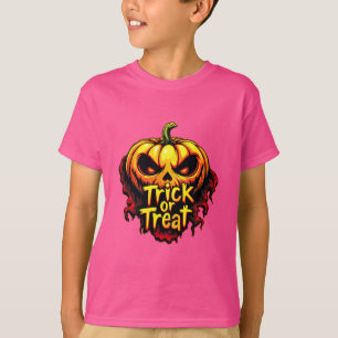 Camiseta Arte de Dia das Bruxas de Pumpkin "Trick or Tratat