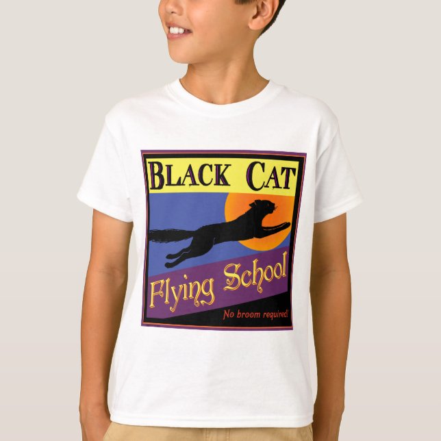 Camiseta Arte de Dia das Bruxas na Escola de Voo de Gato Ne (Frente)