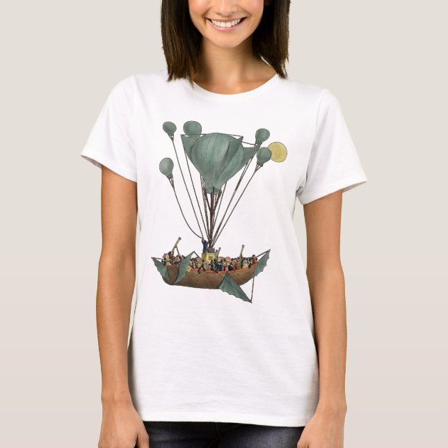 Camiseta Arte de Dirigível Balão Antigo (Frente)