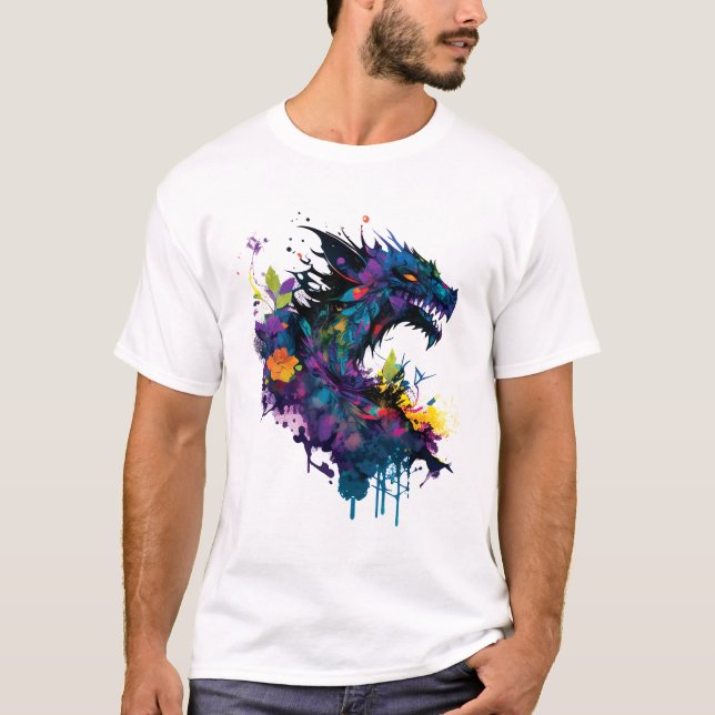 Camiseta Arte de Dragão fixe (Frente)