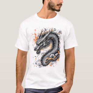 Camiseta Arte de Dragão Preto