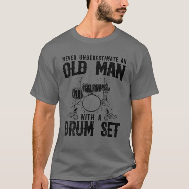 Camiseta Arte De Drummer Engraçada Para Homens Jogadora Dru (Frente)