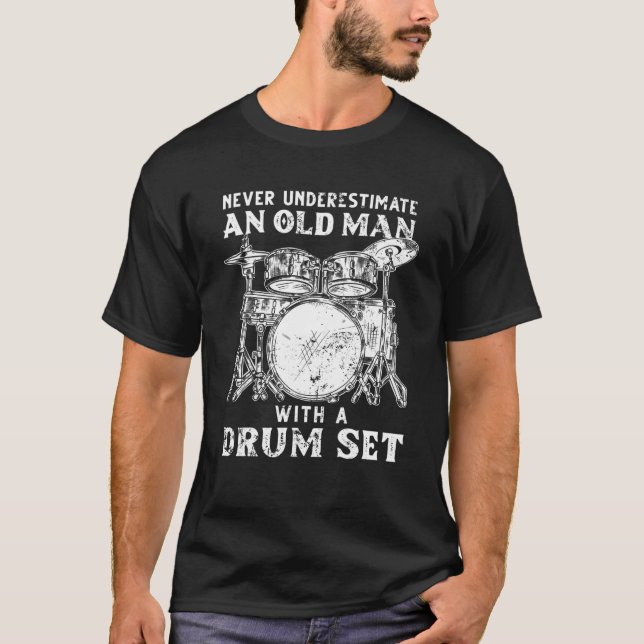Camiseta Arte De Drummer Engraçada Para Homens Jogadora Dru (Frente)
