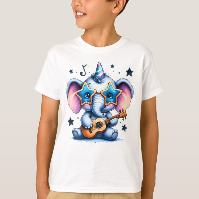 Camiseta Arte de Elefante Amante de Música Legal (Frente)