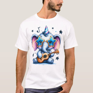 Camiseta Arte de Elefante Amante de Música Legal