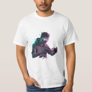 Camiseta Arte de Energia do Jogador Digital Neon Reflex