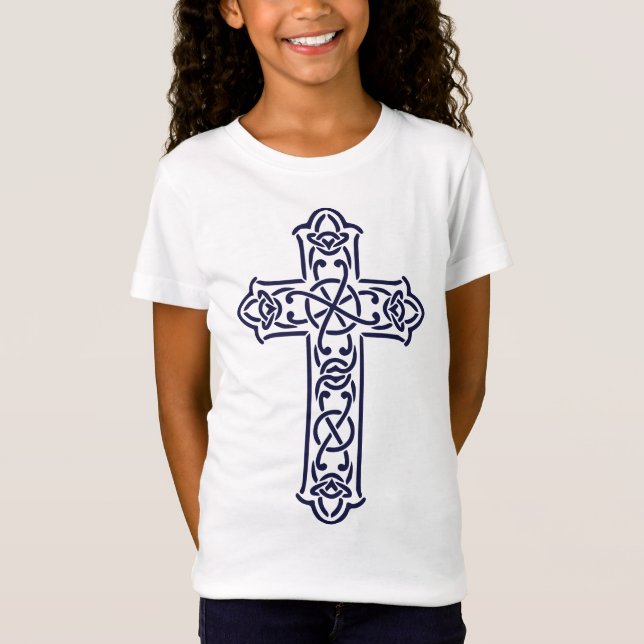 Camiseta Arte de Entrelaçamento Gráfico da Cruz Celta (Frente)
