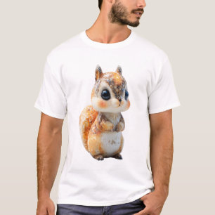 Camiseta Arte de Esquilo Chibi 3D Deslumbrante para Homens