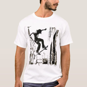 Camiseta Arte de Estêncil de Skateboarder