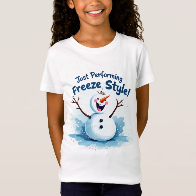 Camiseta Arte de estilo congelado de Snowman (Frente)