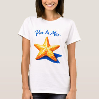 Camiseta Arte de Estrela do Mar em Aquarela Costeira 'Par L