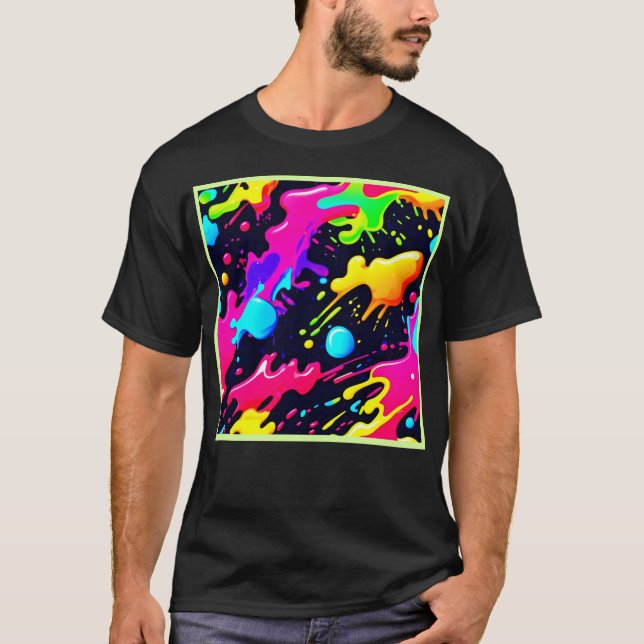 Camiseta Arte de explosão de cor líquida de abstrato (Frente)