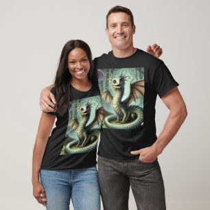Camiseta Arte de Fantasia de Criatura Fofa do Jabberwocky d