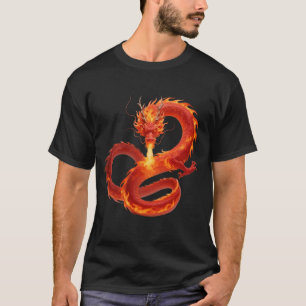 Camiseta Arte de Fantasia de Dragão de Fogo, Criatura Mític