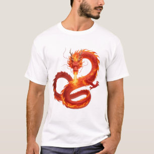 Camiseta Arte de Fantasia de Dragão de Fogo, Criatura Mitol