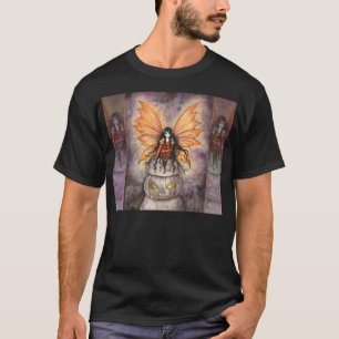 Camiseta Arte de Fantasia Fada Gótica Pedra de Halloween