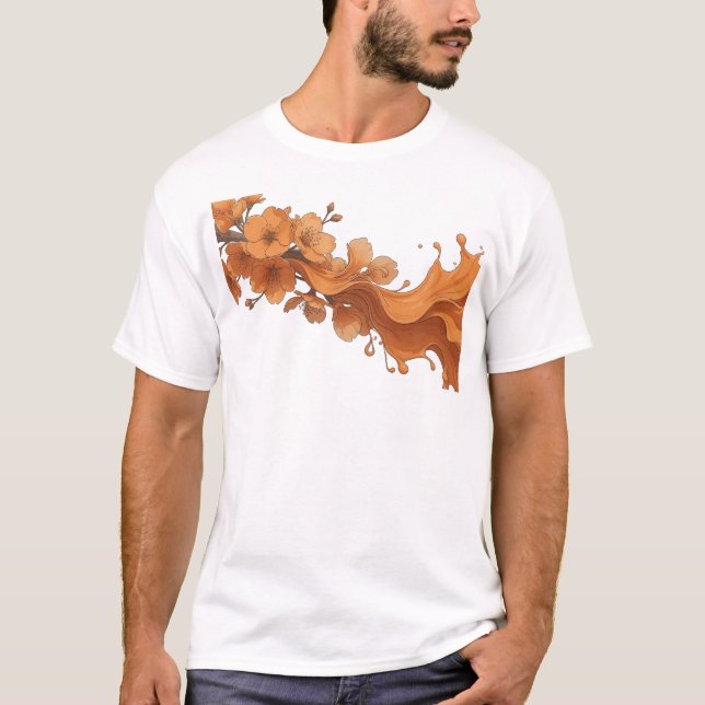 Camiseta Arte de Flor Abstrata Fresca Design (Frente)
