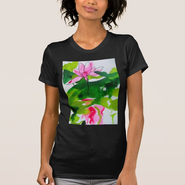 Camiseta Arte de flor de abstrato aquarela aquática (Frente)