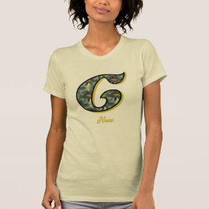 Camiseta Arte de Flor de Margarida com Inicial de Monograma