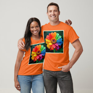 Camiseta Arte de Flor Pétala Arco-íris
