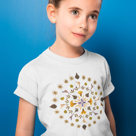 Camiseta Arte de Flor Prensada de Mandala Botânica