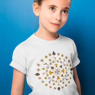 Camiseta Arte de Flor Prensada de Mandala Botânica