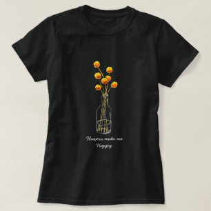 Camiseta Arte de flores amarela e feliz Billy Bob